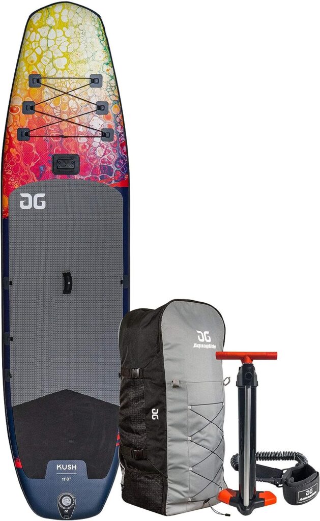 AQUAGLIDE Inflatable Stand Up Paddle Board with Premium SUP Accessories - Backpack, Leash, and Hand Pump - Kush 11 ISUP, Multicolor, 40.15748031496063
