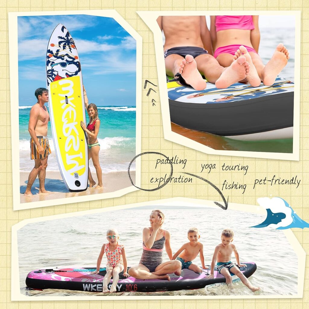 Inflatable Stand Up Paddle Board wkersiy Paddle Boards with Premium SUP Accessories  Backpack, Paddle Board for Adults, Non-Slip Deck 3 Fin ISUP with Waterproof Bag Pump Leash