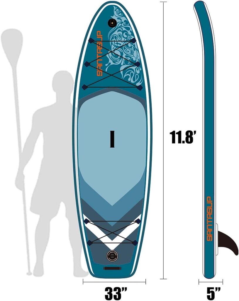 Inflatable Stand Up Paddle Board w/Premium SUP Accessories  Backpack, Anti-Slip EVA Deck, Handpump, Leash, Fins for Youth  Adults, 9.9x33 x5