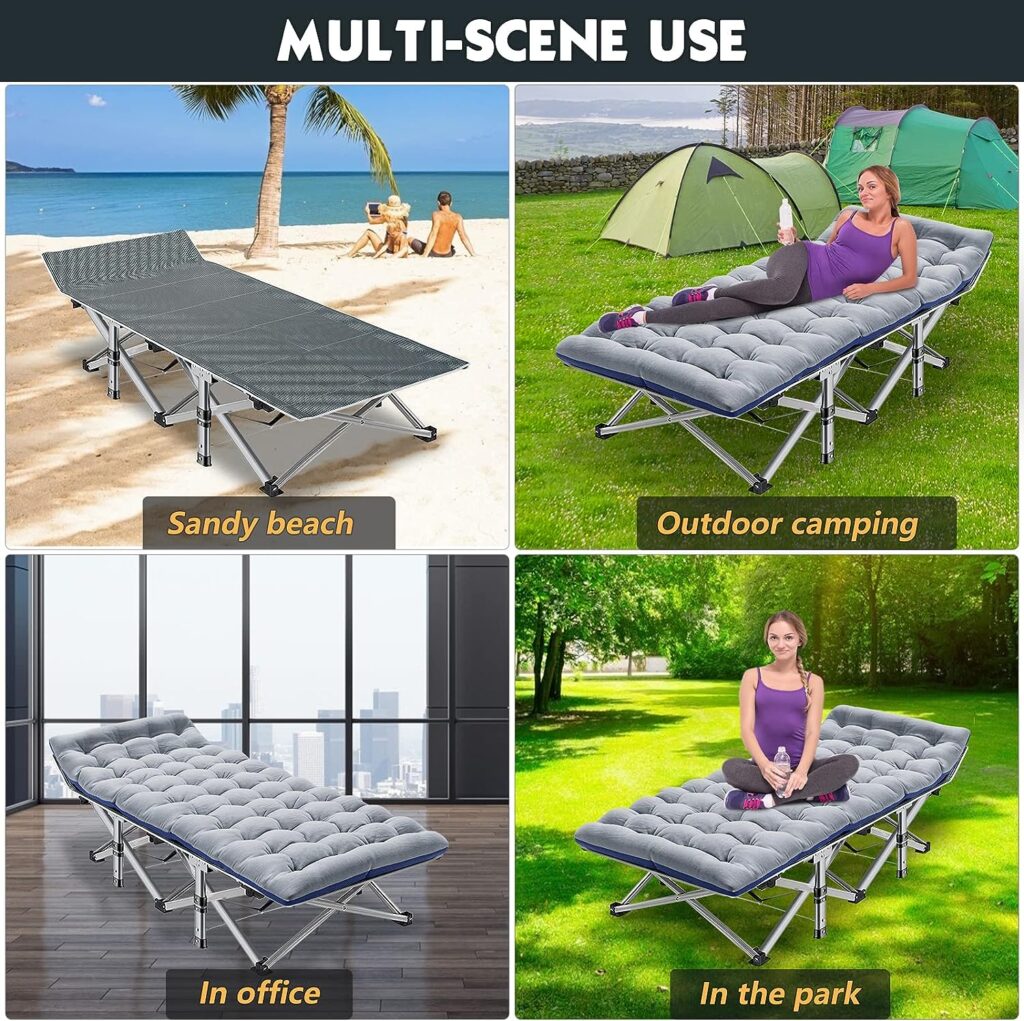 MOPHOTO Folding Cot Folding Bed with Mattress, Camping Cot for Adults Portable Fold up Bed for Indoor Outdoor Travel Camp Vacation